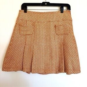 Tulle Tweed Orange Yellow Mini A-Line Pleated Lined Mini Skirt Size Medium